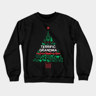 Terrific Grandma Gift - Xmas Tree - Christmas Crewneck Sweatshirt